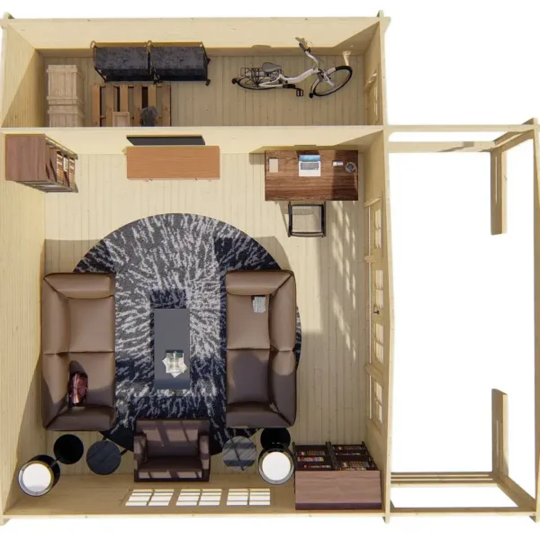 Blokhut - Tuinhuis Liverpool | 58 mm | vuren onbehandeld 6