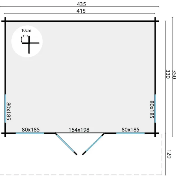 Blokhut - Tuinhuis Lory | 44 mm | vuren onbehandeld 3