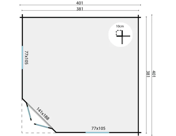 Blokhut - Tuinhuis Lotte | 44 mm | vuren onbehandeld 3