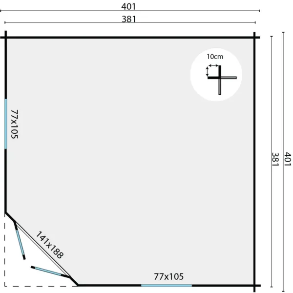 Blokhut - Tuinhuis Lotte | 44 mm | vuren onbehandeld 3