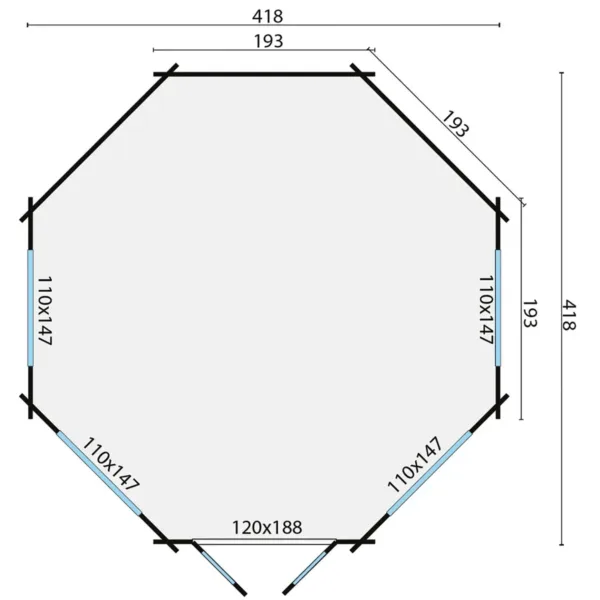 Blokhut - Tuinhuis Lynn | 44 mm | vuren onbehandeld 3