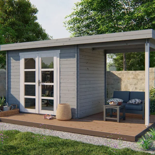 Blokhut - Tuinhuis Middelmodern | 28 mm | vuren onbehandeld 2