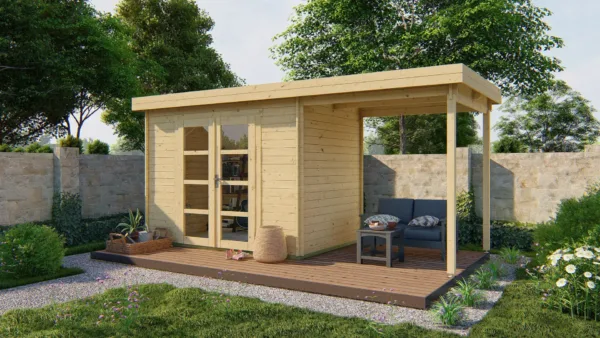 Blokhut - Tuinhuis Middelmodern | 28 mm | vuren onbehandeld 1