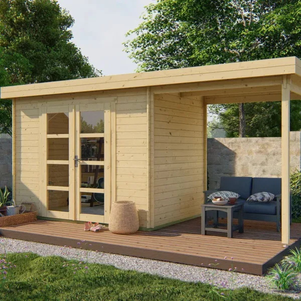 Blokhut - Tuinhuis Middelmodern | 28 mm | vuren onbehandeld 1