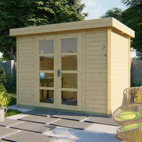 Blokhut - Tuinhuis Minimodern | 28 mm | vuren onbehandeld 1
