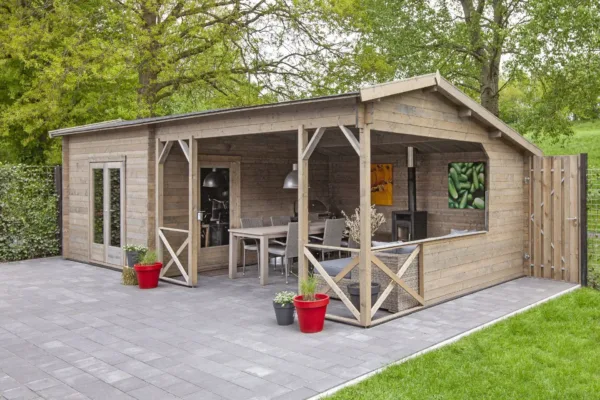 Blokhut - Tuinhuis Mokka | 40 mm | vuren onbehandeld 3