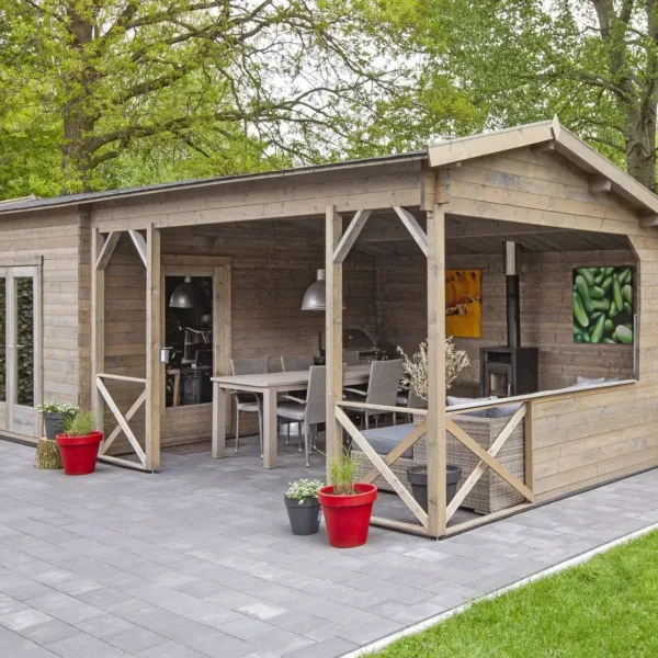 Blokhut - Tuinhuis Mokka | 40 mm | vuren onbehandeld 3
