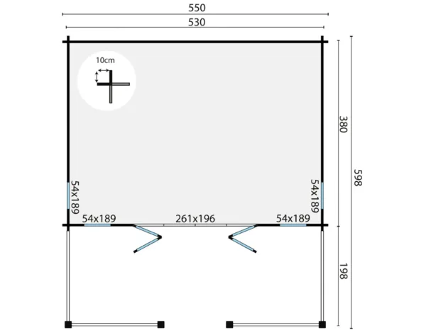 Blokhut - Tuinhuis Olaug | 44 mm | vuren onbehandeld 3
