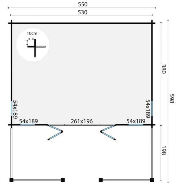 Blokhut - Tuinhuis Olaug | 44 mm | vuren onbehandeld 3