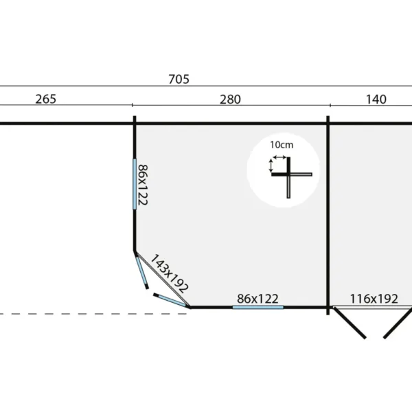 Blokhut - Tuinhuis Olson | 44 mm | vuren onbehandeld 3