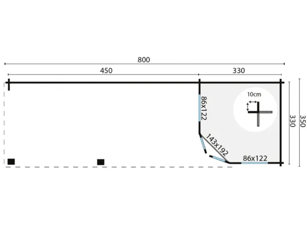 Blokhut - Tuinhuis Paiva | 44 mm | vuren onbehandeld 5