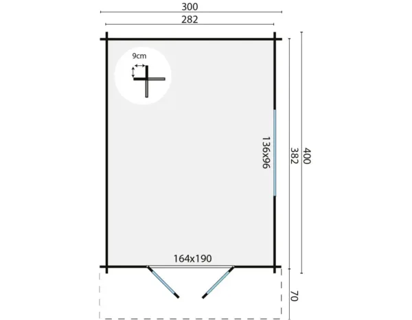 Blokhut - Tuinhuis Pamplona | 34 mm | vuren onbehandeld 3