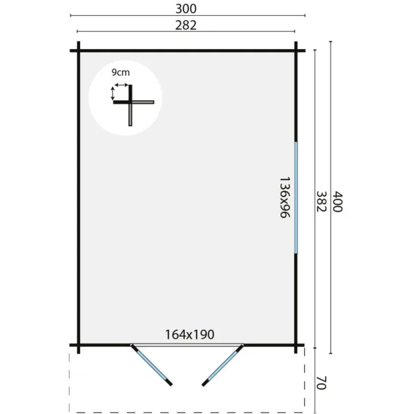 Blokhut - Tuinhuis Pamplona | 34 mm | vuren onbehandeld 3