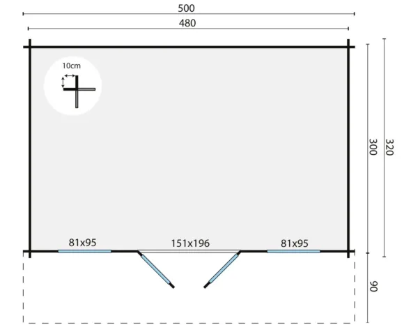 Blokhut - Tuinhuis Rika | 44 mm | vuren onbehandeld 3