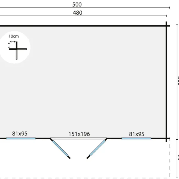 Blokhut - Tuinhuis Rika | 44 mm | vuren onbehandeld 3