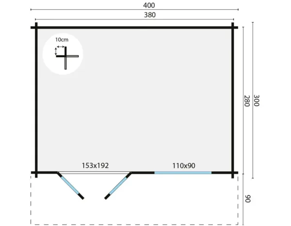 Blokhut - Tuinhuis Rorik | 58 mm | vuren onbehandeld 4