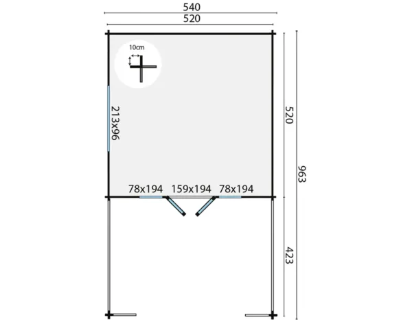 Blokhut - Tuinhuis Sheffield | 58 mm | vuren onbehandeld 3
