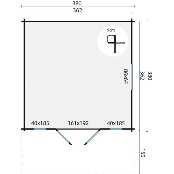 Blokhut - Tuinhuis Sören | 44 mm | vuren onbehandeld 5