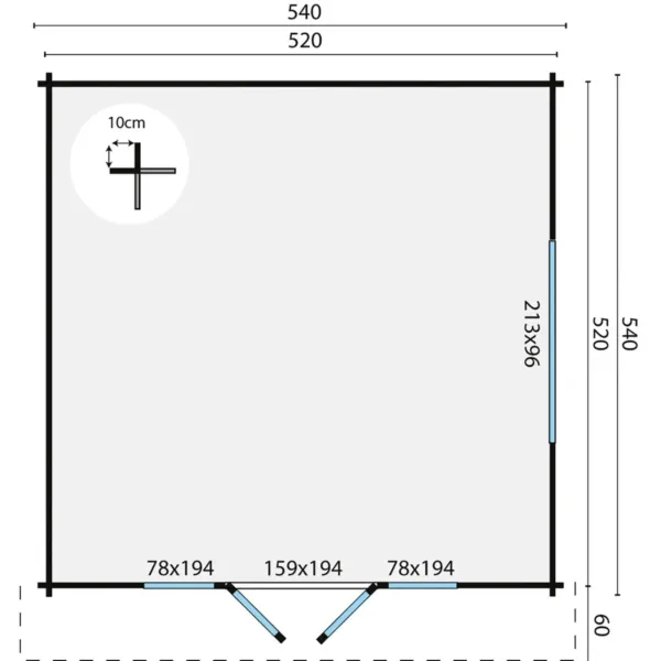 Blokhut - Tuinhuis Southampton | 58 mm | vuren onbehandeld 4