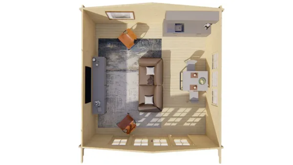 Blokhut - Tuinhuis Southampton | 58 mm | vuren onbehandeld 7