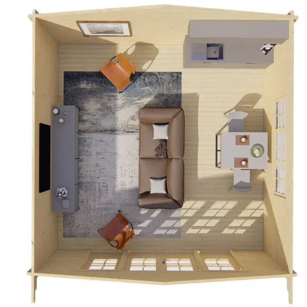 Blokhut - Tuinhuis Southampton | 58 mm | vuren onbehandeld 7