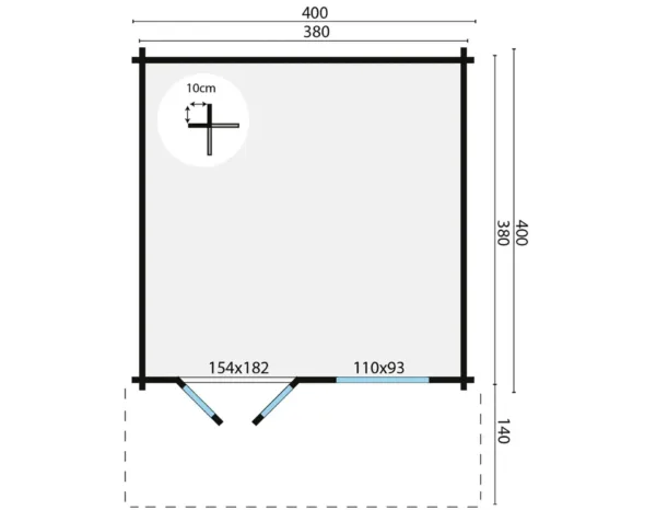 Blokhut - Tuinhuis Stian | 58 mm | vuren onbehandeld 3