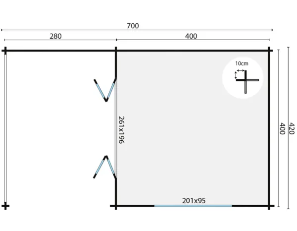 Blokhut - Tuinhuis Torkel | 44 mm | vuren onbehandeld 3