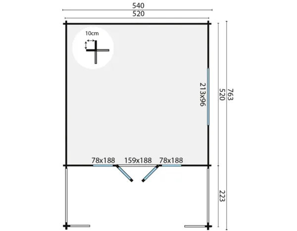 Blokhut - Tuinhuis Wigan | 58 mm | vuren onbehandeld 3