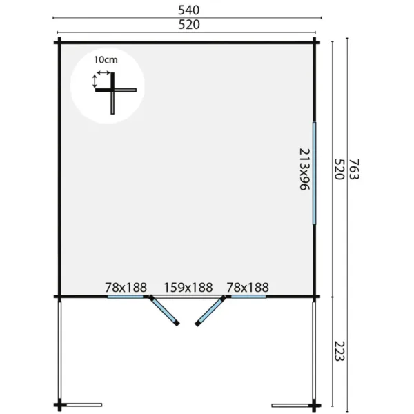 Blokhut - Tuinhuis Wigan | 58 mm | vuren onbehandeld 3