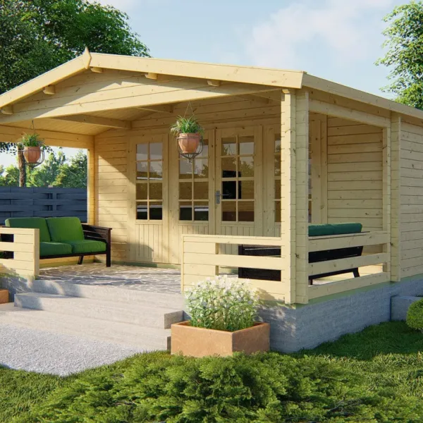 Blokhut - Tuinhuis Wigan | 58 mm | vuren onbehandeld 1