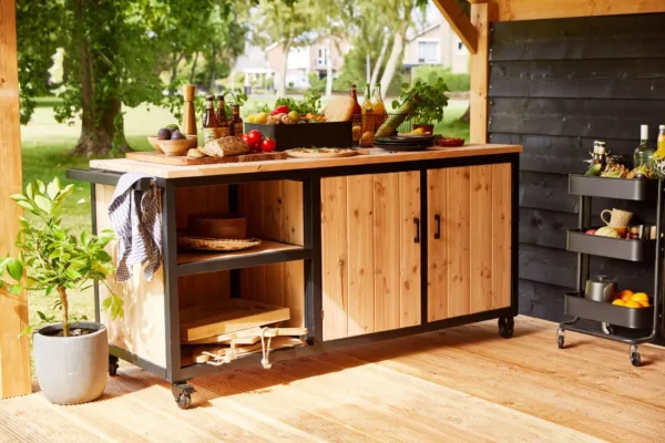 Buitenkeuken 180 cm staal en douglas 2