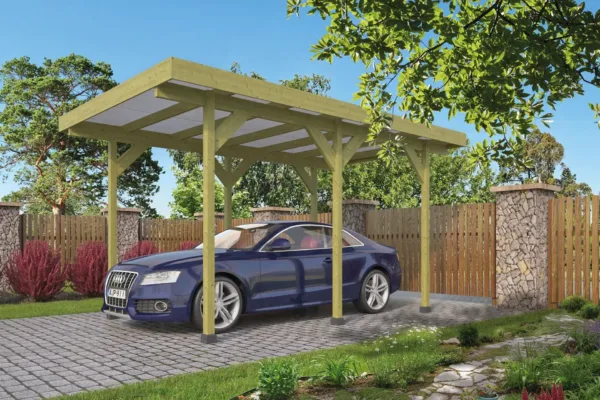 Carport Enkel/Aanbouw (excl. dakbedekking) grenen groen geïmpregneerd L500 x B300 cm 1