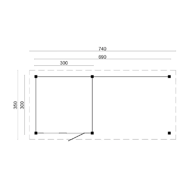 DHZ Plat dak Holten geschaafd douglas 300 x 300+390 cm 2