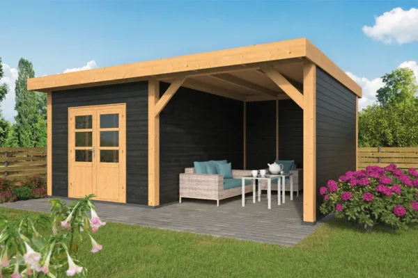 DHZ Plat dak Raalte Douglas 600 x 410 cm zwart geïmpregneerd 1