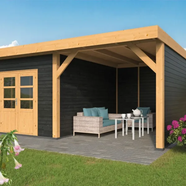 DHZ Plat dak Raalte Douglas 600 x 410 cm zwart geïmpregneerd 1