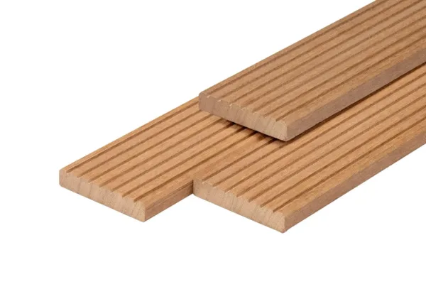 Hardhouten Bangkirai vlonderplank kunstmatig gedroogd, 1 zijde 7-groeven, 1 zijde glad 2,5 x 14,5 x 245 cm 1
