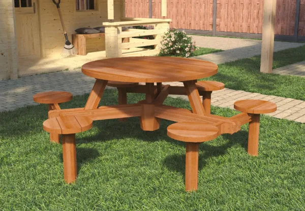 Hardhouten picknicktafel Rondo 1