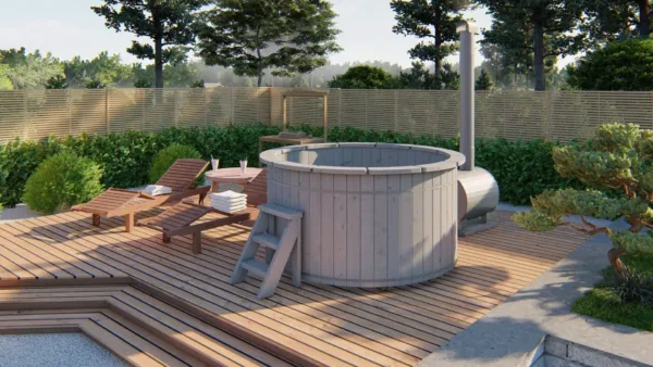 Hottub met externe RVS kachel ø200 cm onbehandeld vuren 2