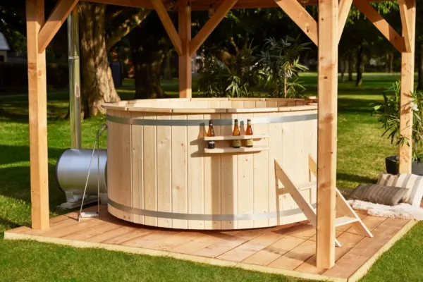 Hottub met externe RVS kachel ø200 cm onbehandeld vuren 3