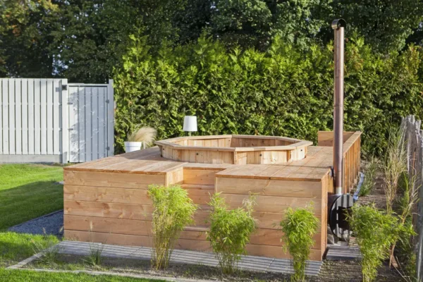 Hottub met externe RVS kachel ø200 cm onbehandeld vuren 4