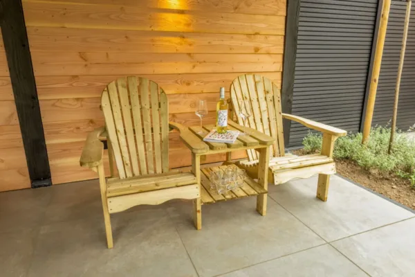 Loveseat Parijs vuren gedroogd, groen geïmpregneerd 1