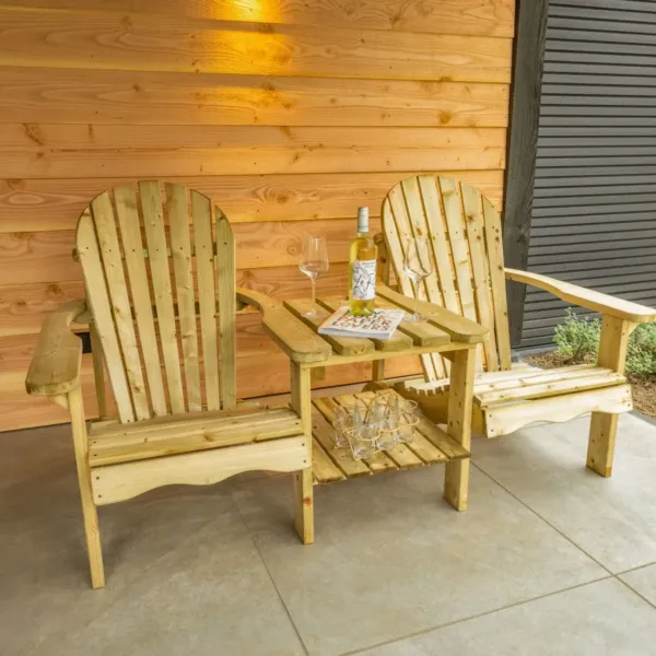 Loveseat Parijs vuren gedroogd, groen geïmpregneerd 1