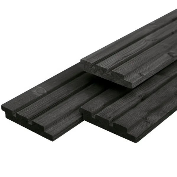 Midden-Europees vuren tripleprofiel, zwart gespoten, gedroogd 2,2 x 14,0 x 240 cm 1