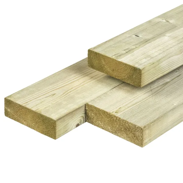 Noord-Europees Vuren timmerhout, groen geïmpregneerd, gedroogd, geschaafd 4rh 4,5 x 14,5 x 300 cm 1