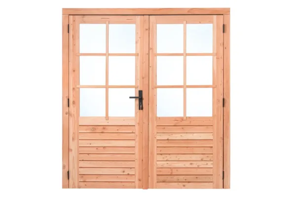 Red Class Wood dubbele glas deur, 6-ruits Dubbele glasdeur B1850 x H2050 mm buitenmaat 1