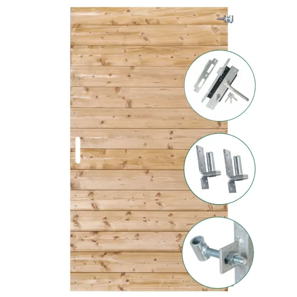 Tuindeur Petten vuren groen geïmpregneerd met rvs inbouwslotset rechtsdraaiend 200 x 100 cm 1