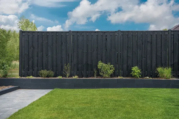 Tuinscherm grenen zwart gespoten 21-planks (19 + 2) Stuttgart 180 x 180 cm 3