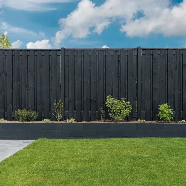 Tuinscherm grenen zwart gespoten 21-planks (19 + 2) Stuttgart 180 x 180 cm 3