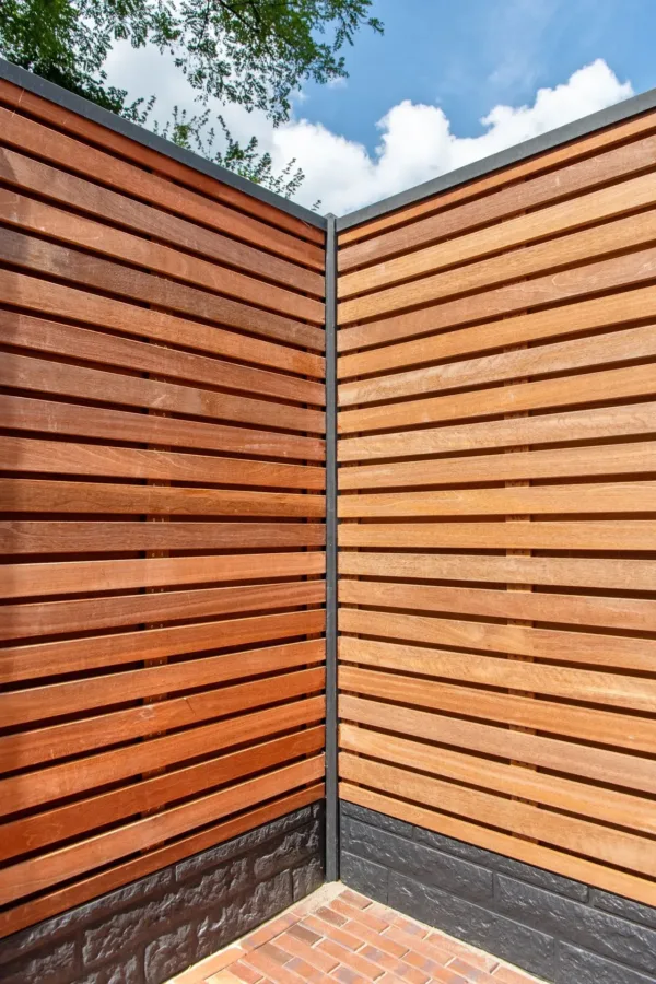 Tuinscherm hardhout Bangkirai kunstmatig gedroogd Prinsenbeek 180 x 180cm 3